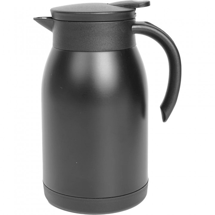 Siyah 580 ml Kulplu Dökme Ağızlı Lazer Logo Baskılı Kurumsal Promosyon Termos Sürahi